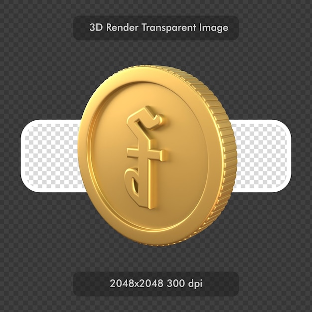 カンボジアのリエル金貨3Dレンダリングの図解