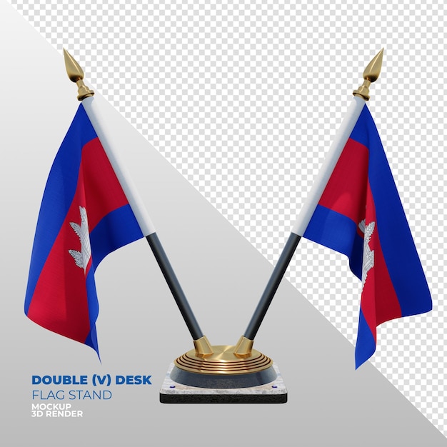 Cambodja realistische 3d getextureerde dubbele bureauvlag staat voor compositie