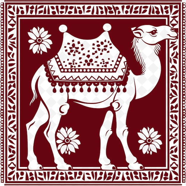 Camel Line Art Z Arabskimi Wzorami I Elementami Pustynnymi Dla Outline Scribble Arts Of Nature Decor