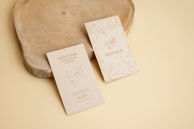 Camel and nude visit card mockup