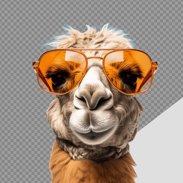 PSD camel wearing cool summer glasses png isolated on transparent background