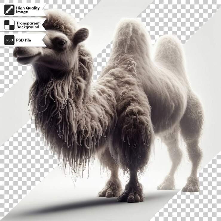 PSD a camel with a bottle of alpaca on its head