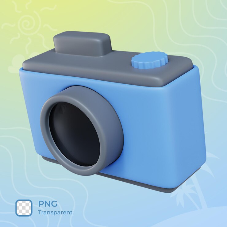 PSD camera 3d illustration render icon summer theme object