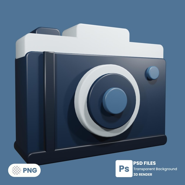 PSD rendering del modello 3d della fotocamera psd premium