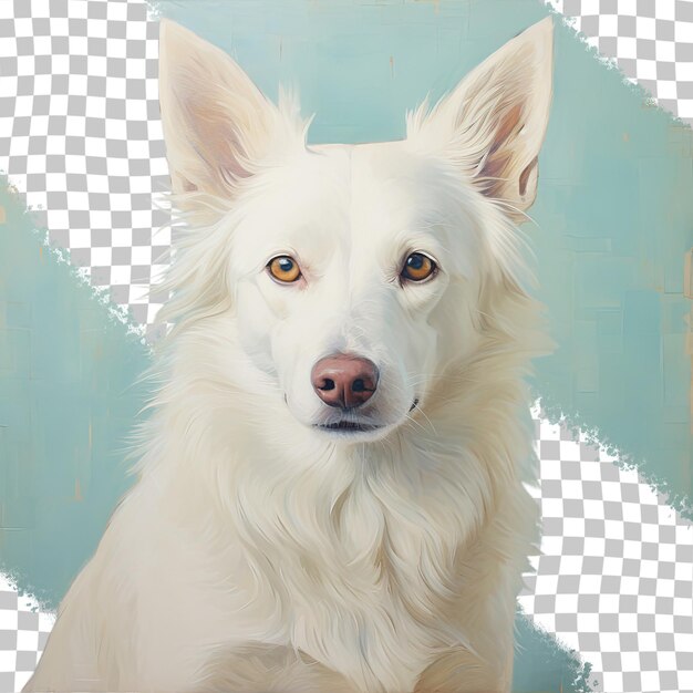 PSD camera facing white dog transparent background