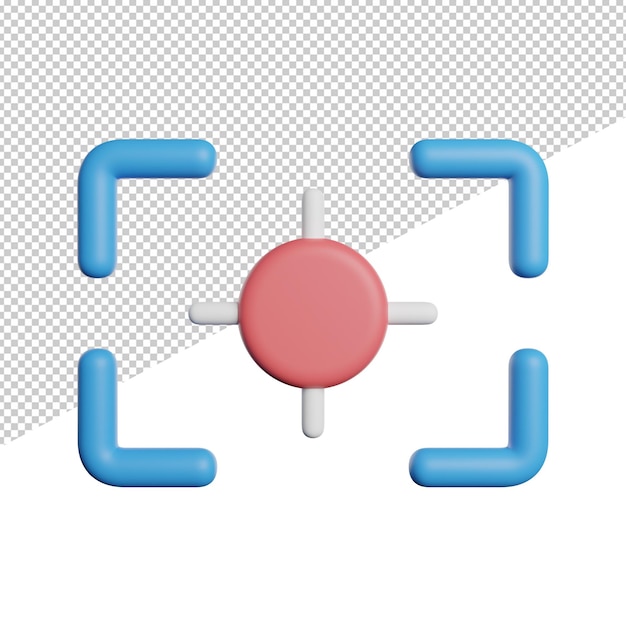 Camera Focus Sign front view 3d rendering icon illustration on transparent background