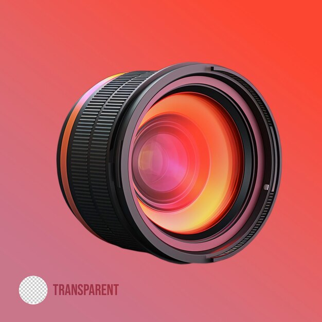 PSD camera lens 3d render isolated background transparent