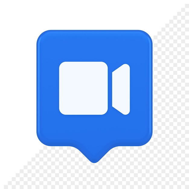 PSD camera photo video shooting multimedia content creation blue button 3d realistic speech bubble icon