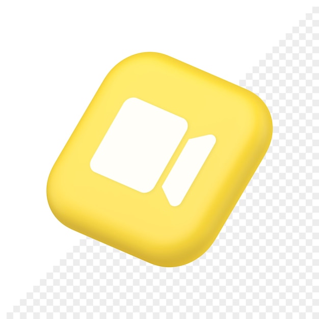 camera photo video shooting multimedia content creation yellow button symbol website icon 3d rendering