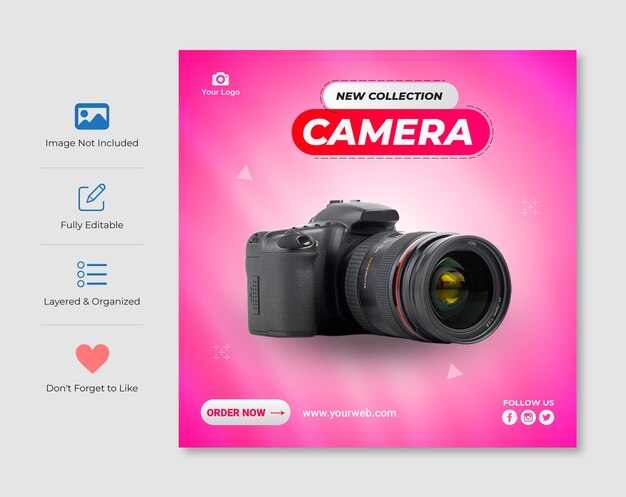 PSD camera sale social media and instagram post template