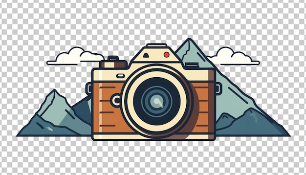 PSD camera on strap vector cartoon flat elements isolated on background