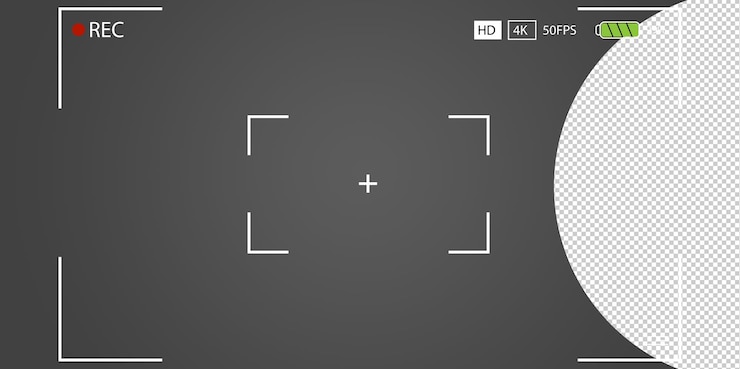 PSD camera viewfinder video or photo frame recorder flat style  illustration. digital camera viewfinder
