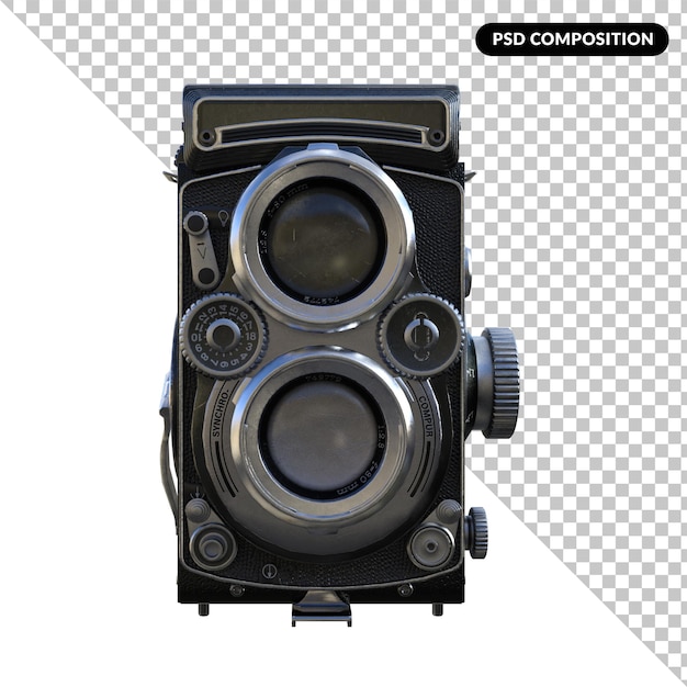 PSD fotocamera vintage isolato rendering 3d