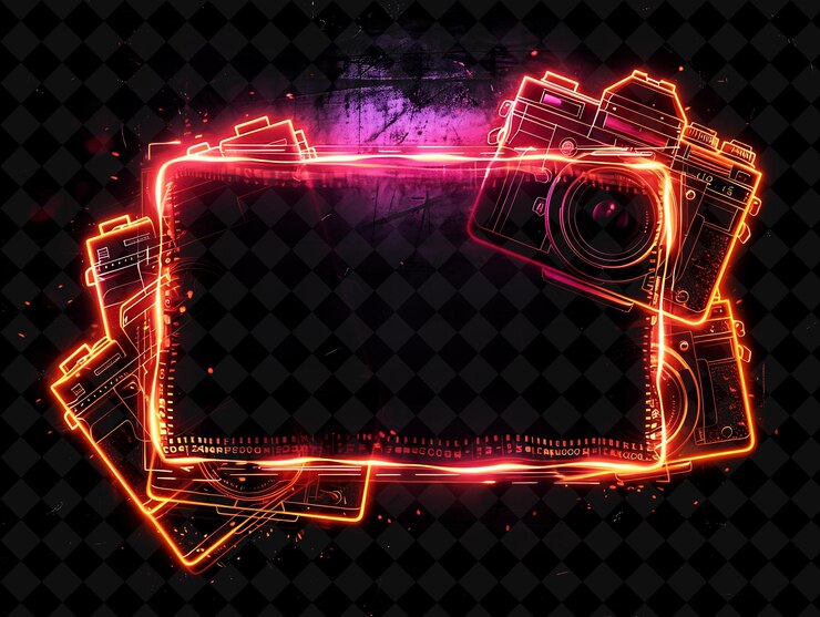 PSD a camera with a neon sign that says quot camera quot