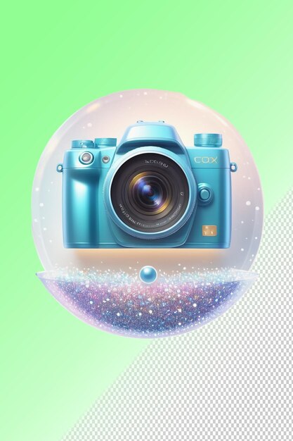 PSD a camera with a snow globe on it is shown in a snow globe