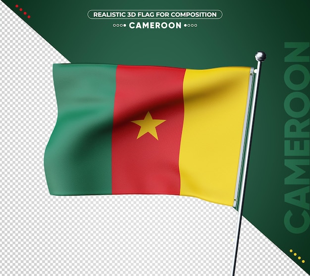 PSD cameroon 3d flag with realistic texture