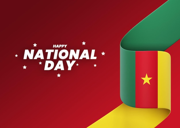 PSD cameroon flag design national independence day banner editable text and background