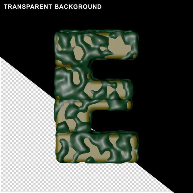 Camouflage brieven. 3d hoofdletter e