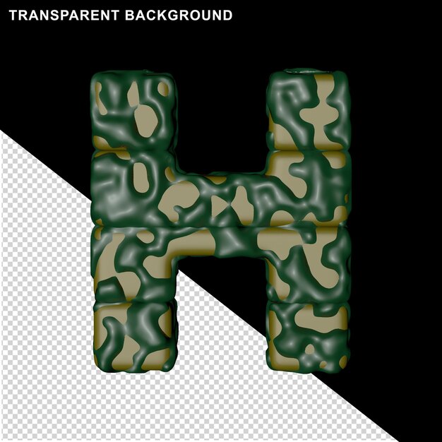 Camouflage brieven. 3d-hoofdletter h