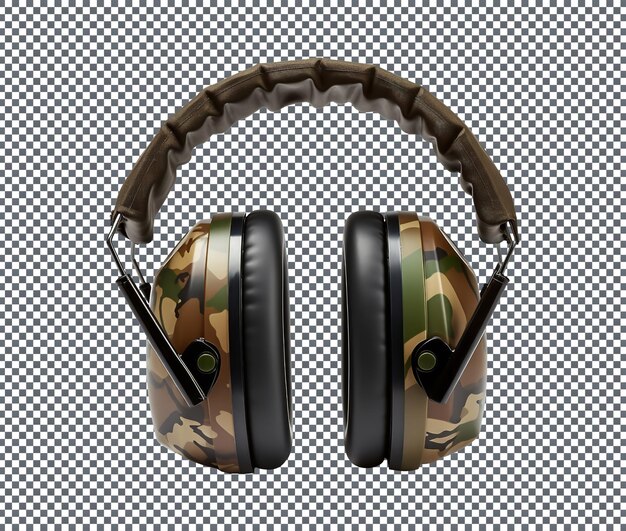 PSD camouflage ear muffs isolated on transparent background