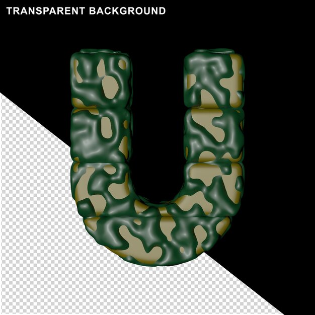 PSD camouflage letters. 3d capital letter u