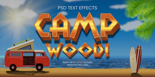 PSD camp wood! text effect