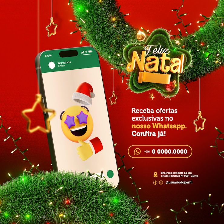 PSD campaign feliz natal selo 3d concept merry christmas post campaign post social media template