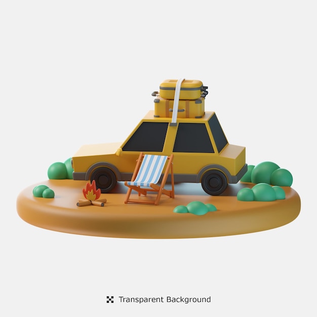 PSD camping 3d pictogram illustratie