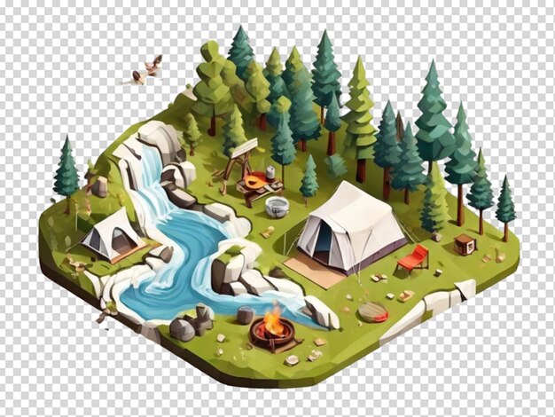 PSD camping hiking isometric