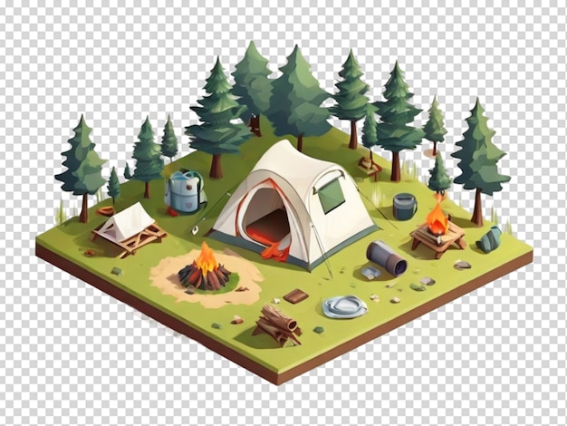PSD camping hiking isometric