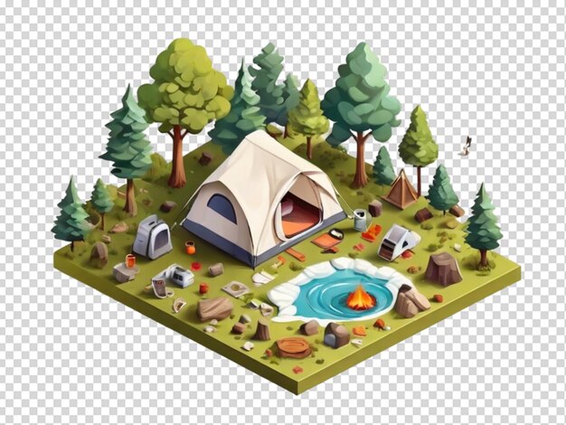 PSD camping hiking isometric