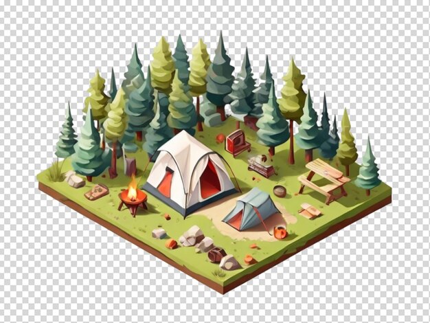 PSD camping hiking isometric