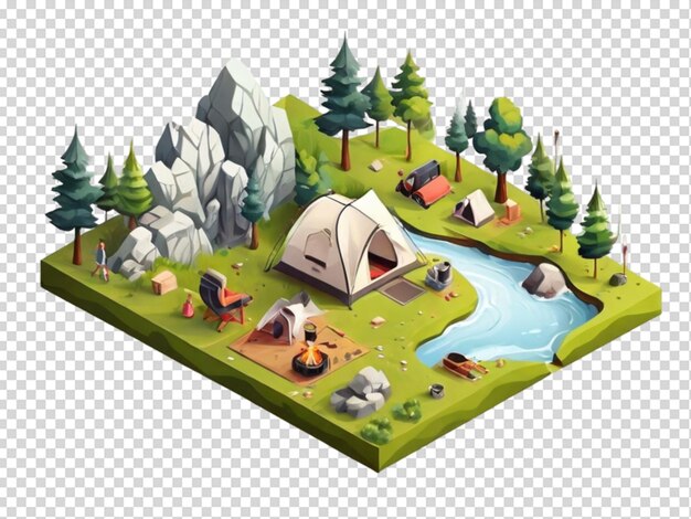 PSD camping hiking isometric