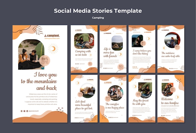 PSD camping instagram stories template design