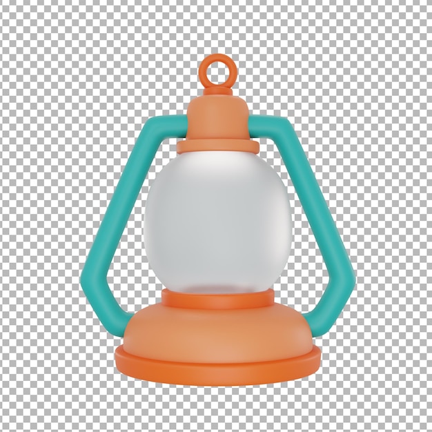 Camping lantern isolated on light backgroundCamping equipmentsummer camp concept3d rendering