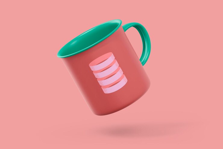 PSD camping mug mockup red abstract product design psd