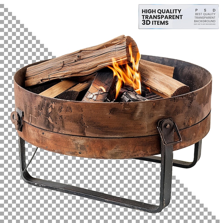 PSD camping portable campfire ring portable ring for cooking on transparent background
