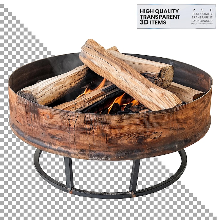 PSD camping portable campfire ring portable ring for cooking on transparent background