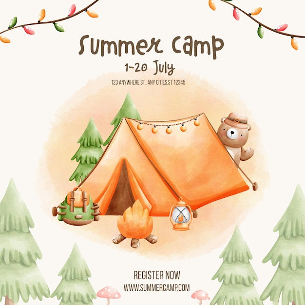 camping summer camp tamplate