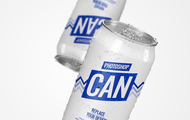 PSD can beer realistic advertising mockup