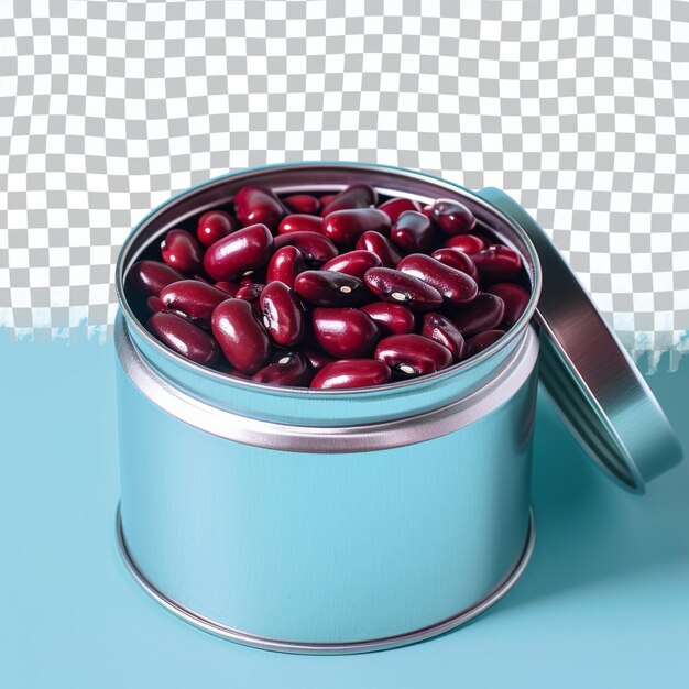 PSD a can of red beans with a silver band on the side