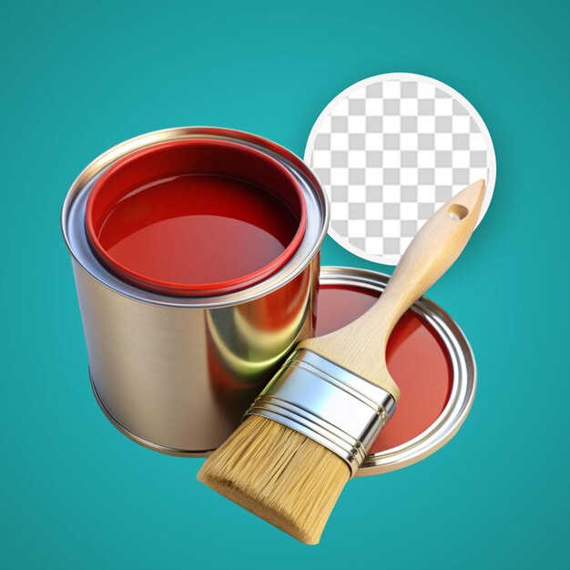 PSD can of red paint and brush