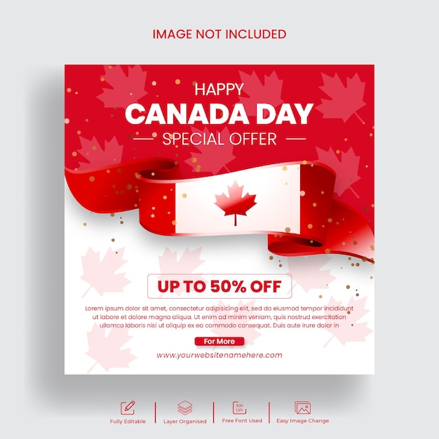 Canada dag instagram post en social media banner of flyer sjabloonontwerp