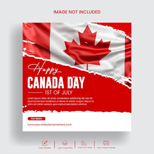 PSD 캐나다 데이 파티 instagram 게시물 또는 소셜 미디어 배너 또는 전단지 템플릿 디자인