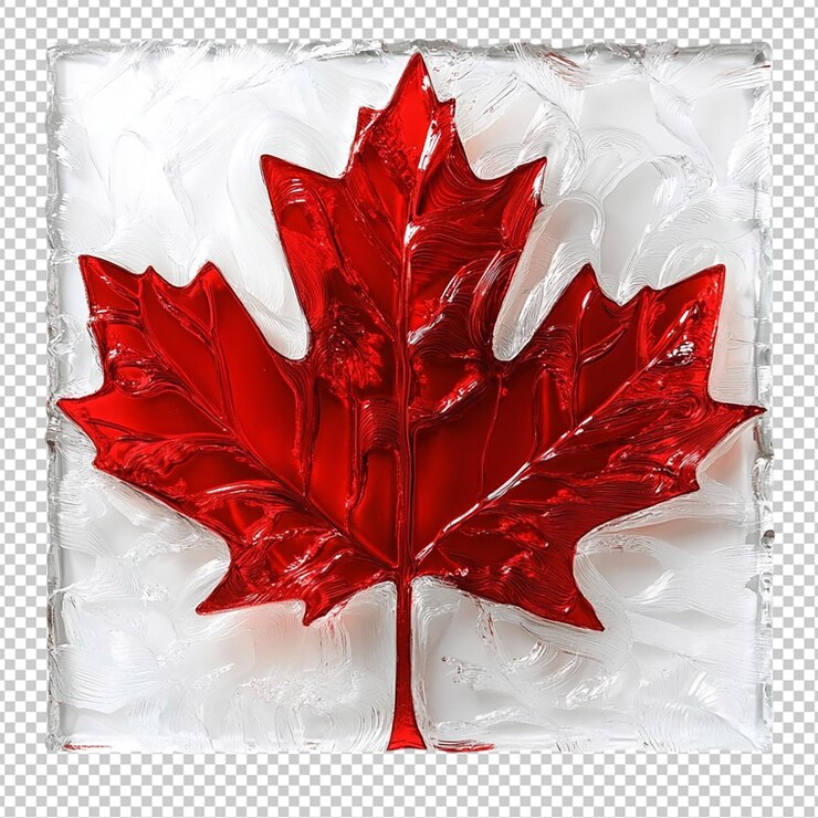 PSD canada flag glass isolated transparent background