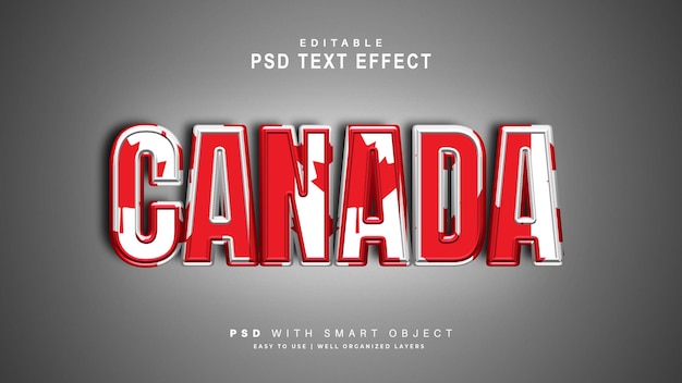 PSD effetto testo canada. oggetto intelligente di testo modificabile