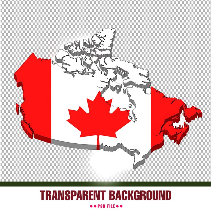 PSD canadian flag map image transparent background high resolution
