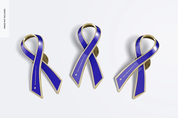 PSD cancer awareness pin set mockup, front view