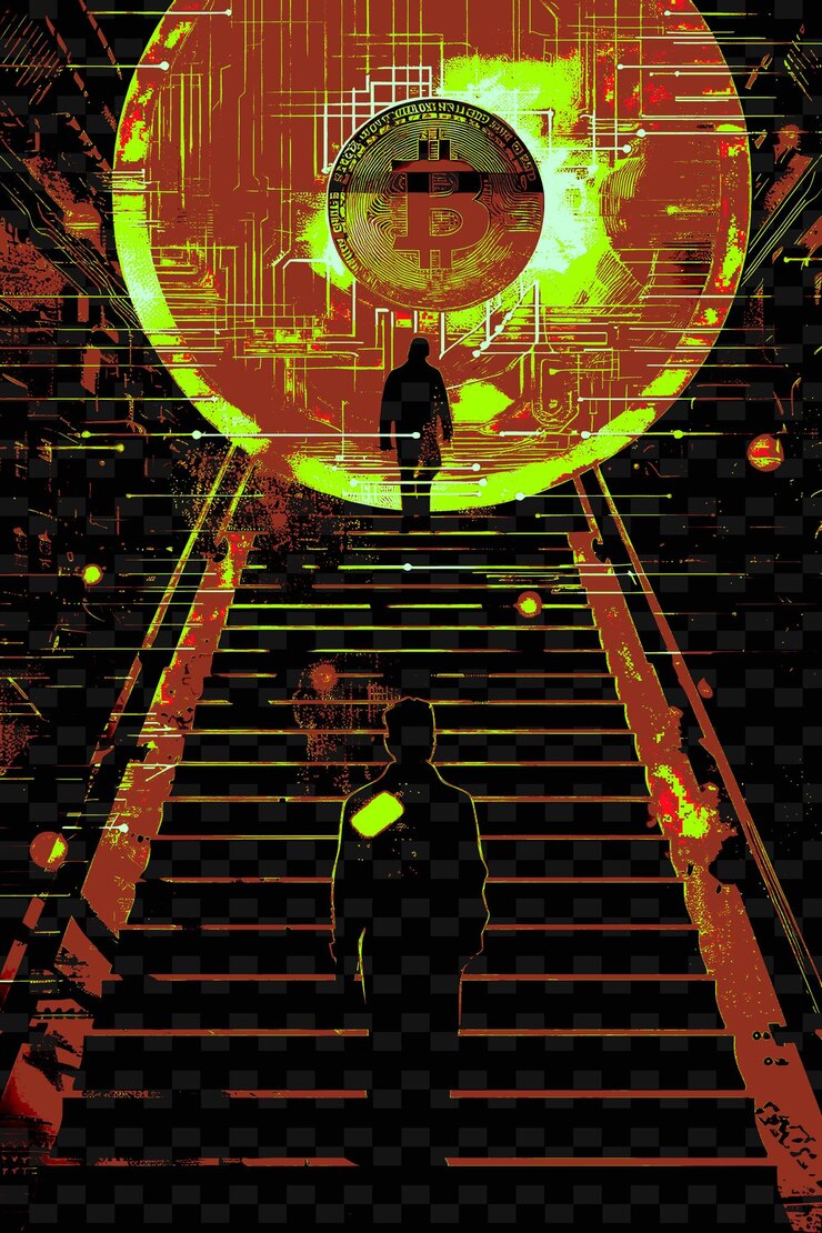 PSD candidate at a parallel universe event discussing bitcoins p flat illustration idea designs