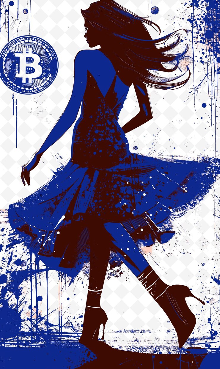 PSD candidate at a fashion event discussing bitcoins use in fash flat illustration idea designs